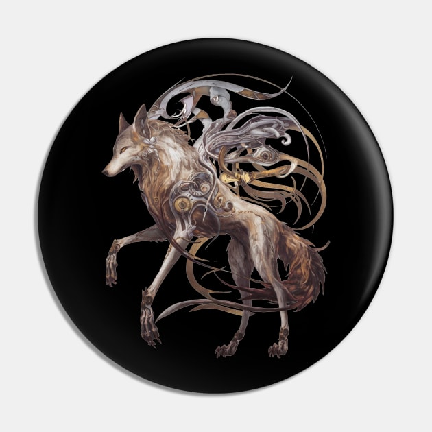 Cybernetic Spirit Wolf Pin by SpiritAnimalPrints