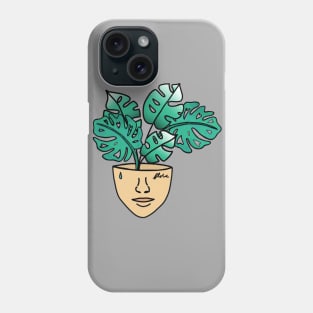 Monstera Plant Person with Face Tattoos Phone Case