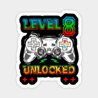 Level 8 Unlocked Birthday tee 8th Birthday Boy Gamer top 8 years Old Gamer tee Svg, Funny Kids Gamer gift Magnet