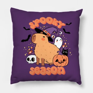 Spooky season  a cute capybara ready for halloween Pillow