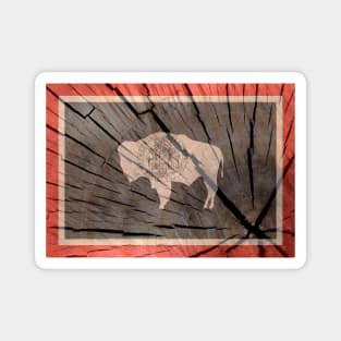 Wyoming Wood Flag Magnet