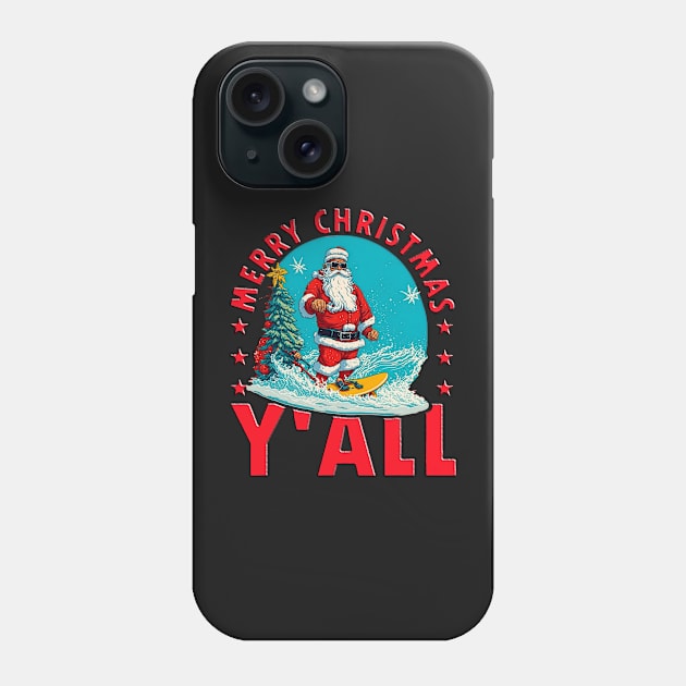 Funny Christmas In July Santa Surfing Phone Case by masterpiecesai