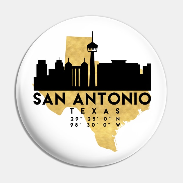 San Antonio Texas Skyline Map Art Pin by deificusArt