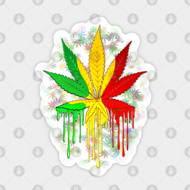 Marijuana Leaf Rasta Colors Dripping Paint Cool Marijuana Leaf