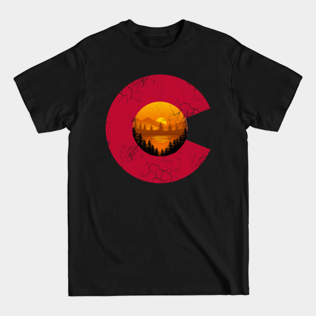 Disover Colorado Flag Sunset - Colorado - T-Shirt