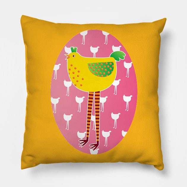 Crazy chicken Pillow by Karroart