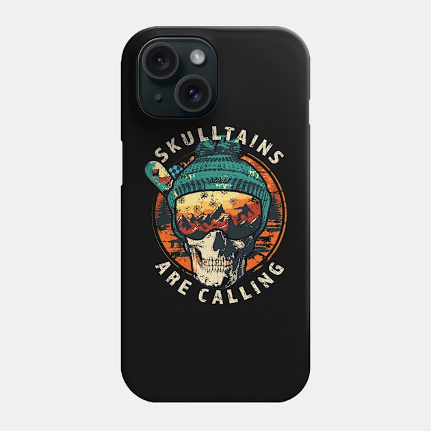 Skulltains Are Calling Snowboarding Vintage Phone Case by PunnyPoyoShop