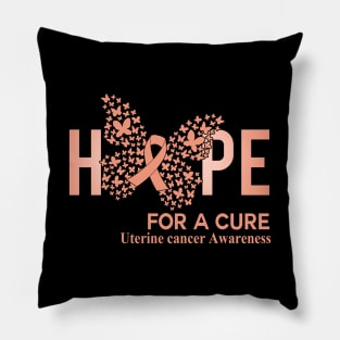 Hope For A Cure Butterfly Gift Uterine cancer 2 Pillow