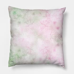 Delicate textured mandala in pink and green Pillow