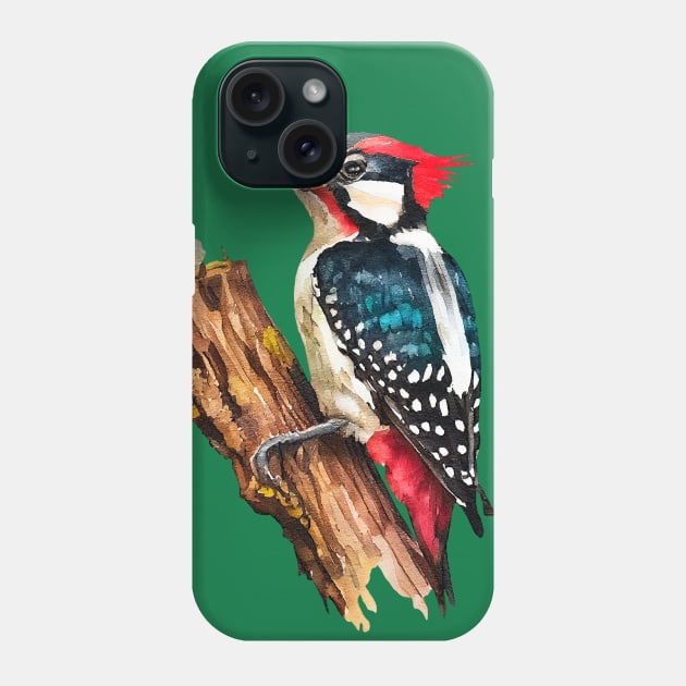 Watercolor Woodpecker on a Twig Phone Case by KOTOdesign