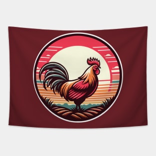 Rooster with sunrise Tapestry
