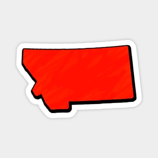 Bright Red Montana Outline Magnet