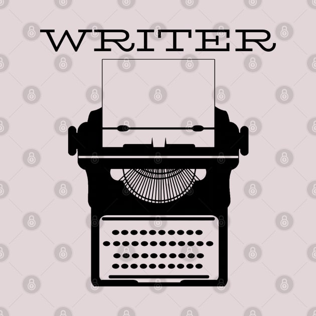 Writer black typewriter white paper by CasualTeesOfFashion