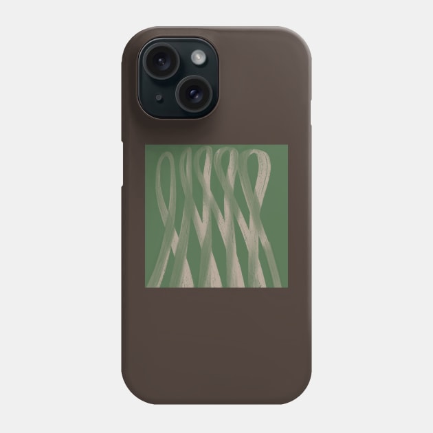 "Contours of Unity" - Grey Green Pink Beige Ribbon Swirl Abstract Modern Art Phone Case by pngrktes-art
