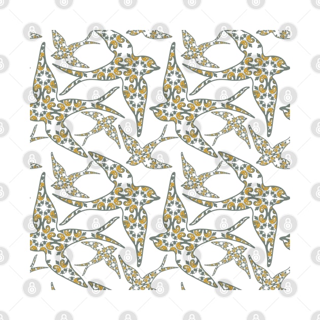 Spring little swallow birds seamless pattern. by AnaMOMarques