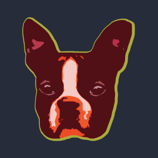 Boston Terrier face pop art in orange T-Shirt