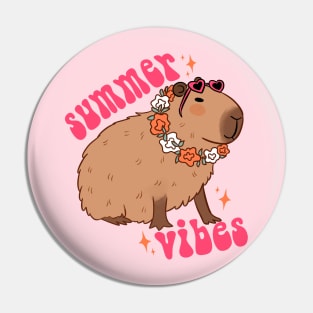 Summer vibes cute capybara ready for summer vacation Pin