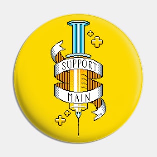 Support Main Gamer Yellow Pixel Art Syringe Pin