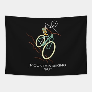 Funny Mens Mountain Biking design Tapestry