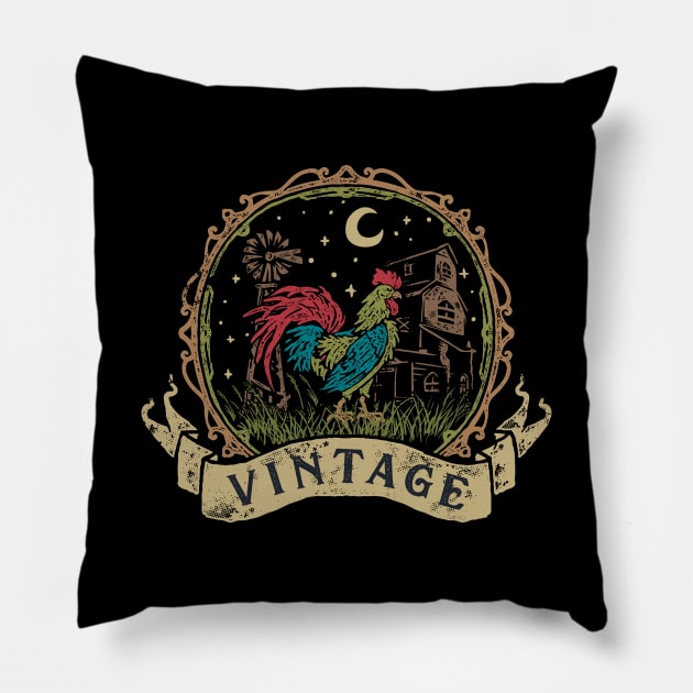 Vintage Farm Rooster Pillow by Mako Design 