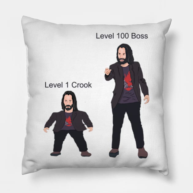 Mini Keanu Reeves Vs Level 100 Boss Keanu Pillow by Barnyardy