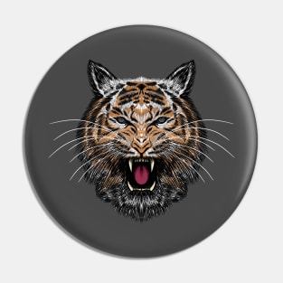 Tiger head scratch art line Pin