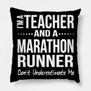 Funny Teacher Half Marathon Running Gift High School Middle Pillow