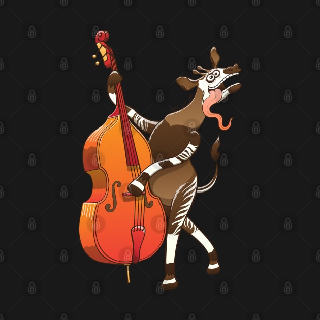 Cool okapi enthusiastically playing a double bass by zooco