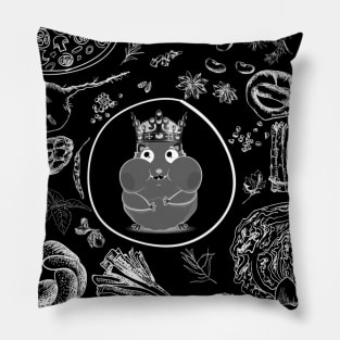 Hamster  in crown with vegeterin food Pillow