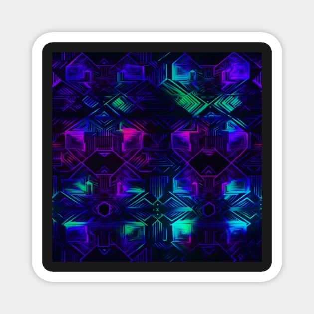 Neon Trippy EDM Festival Rave Pattern Magnet by AlexandrAIart