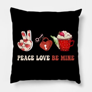 PEACE LOVE BE MINE FUNNY VALENTINES COFFEE GNNOMS Pillow