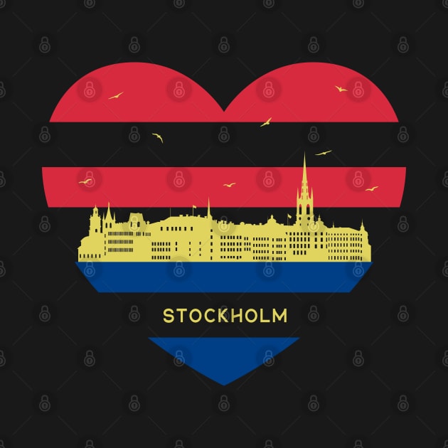 Sweden Skyline cityscape Heart Shape Birds Flying Stockholm by Msafi