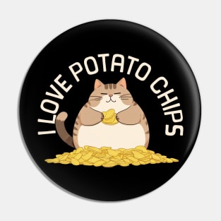 I Love Potato Chips Cat Pin