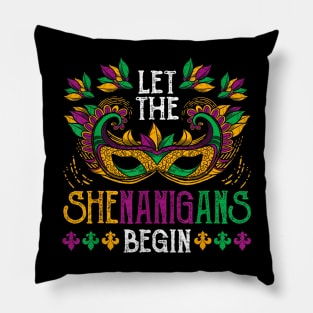 Mardi Gras Mask Let The Shenanigans Begin Pillow