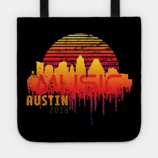 Austin Texas 2018 Retro Sun Skyline Tote