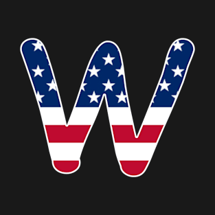 Letter W Capital Alphabet W American Flag T-Shirt