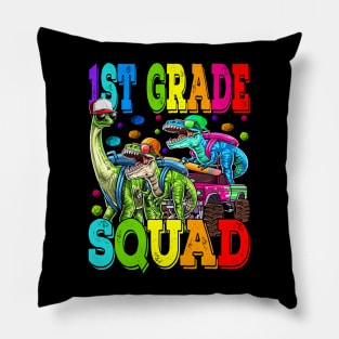 1st Grade Squad Monster Truck Dinosaur Back To School Pillow