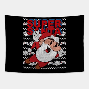 Retro Games Super Santa - knitted ugly Christmas Tapestry