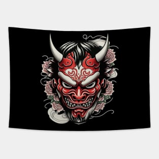 Japanese Hannya Mask - Traditional Demon Design for Japan Culture Lovers Tapestry