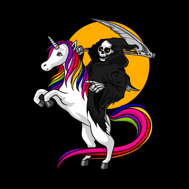 Grim Reaper Riding Unicorn by underheaven