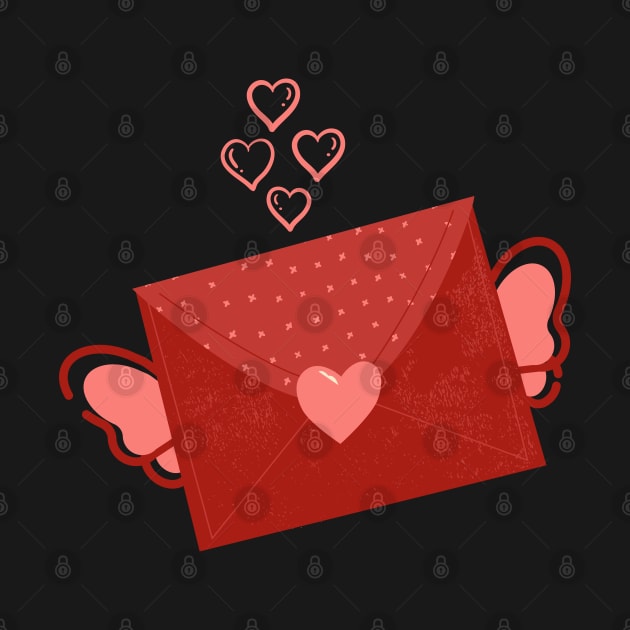 Cute Flying Love Letter with Hearts for Couples or Friends by mschubbybunny