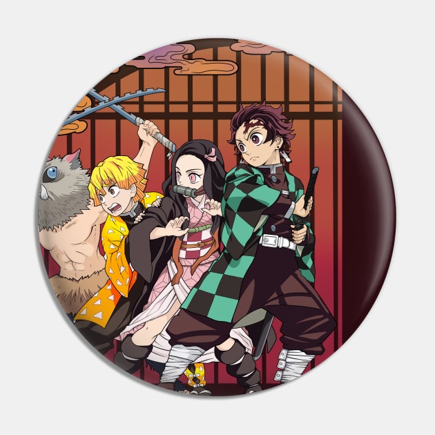 Demon Slayer Crew Pin by HuckleberryArts