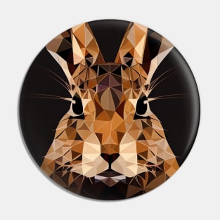 Triangle Rabbit - Abstract polygon animal face staring Pin