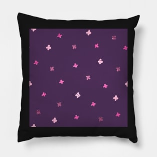 Simple Pink Flower Pattern on Purple Pillow