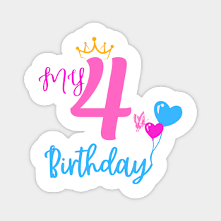 4th Birthday Girl Shirt - Fourth Birthday Princess Magnet