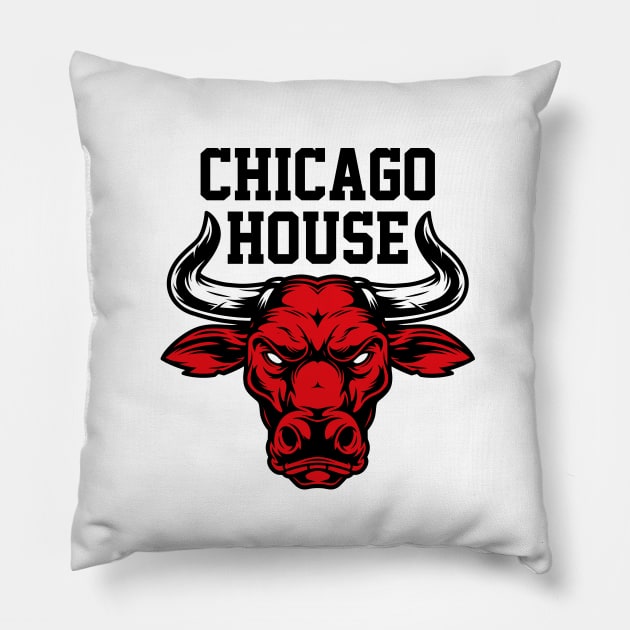 Chicago House Music Design Bulls Pillow by Acid_rain