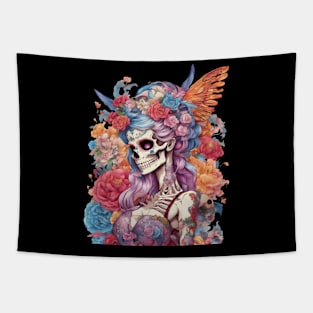 Dead Girl Skull Tattoo Tapestry