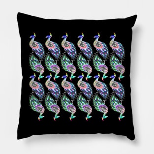 royal peacock pavo real ecopop bird in pattern love and color Pillow