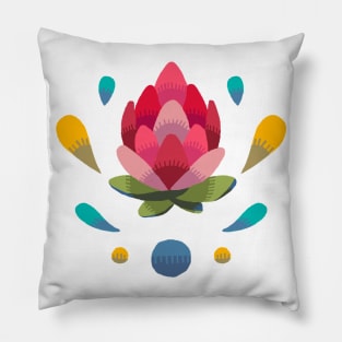 Light Open Simple Protea Bud Stamp Pillow