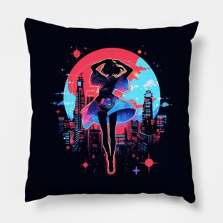 girl dancing night Pillow